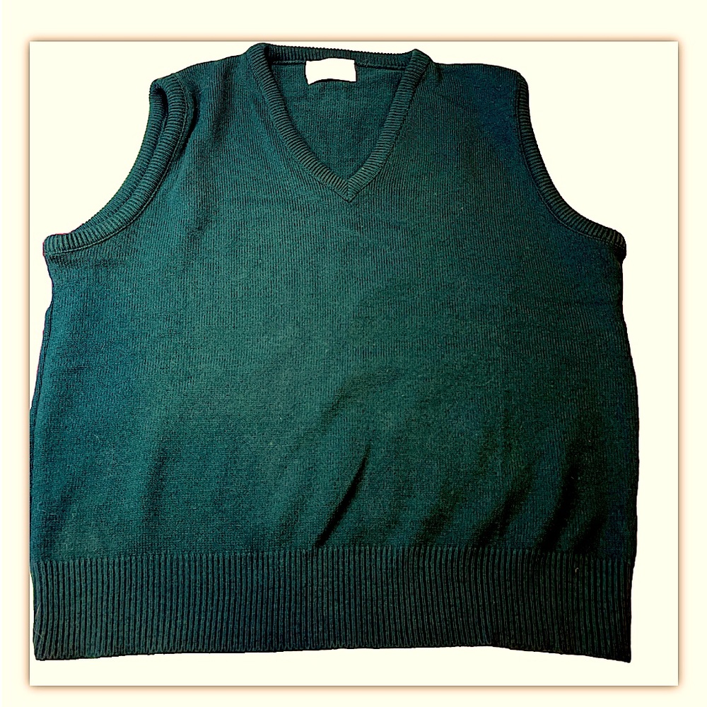 LORD JEFF green SWEATER Wool VEST Mens XL V Neck DuPont Acrylic Made In USA KNIT